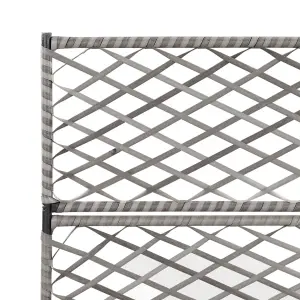 Berkfield Trellis Raised Bed with 3 Pots 83x30x130 cm Poly Rattan Grey