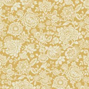 Laura Ashley Midnight Palace Trailing Laurissa Pale Ochre Yellow Smooth Wallpaper