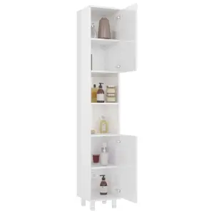 Berkfield Bathroom Cabinet High Gloss White 30x30x179 cm Engineered Wood