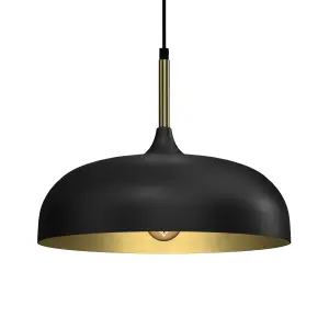 Milagro Pendant Lamp Lincoln Black/Gold 1XE27 35cm