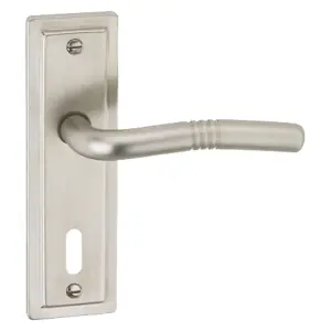 URBNLIVING 158mm Length 2 Pcs Nevada Metal & Satin Nickel Lever Latch Door Keyhole Handles Set