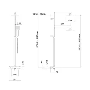 Matt Black Square Thermostatic Overhead Shower Kit with HD Basin Tap and Pop Up Bath Waste