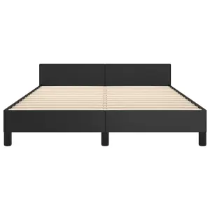 Berkfield Bed Frame with Headboard Black 135x190cm 4FT6 Double Faux Leather