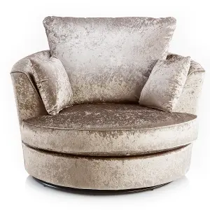 Crystal Crushed Velvet Fabric Fabric Swivel Chair 360 Rotation Mink