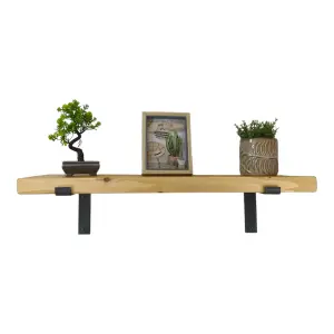 Reclaimed Wooden Shelf with Bracket Bent Down 7" 170mm - Colour Light Oak - Length 210cm