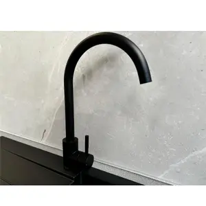 Reginox Taravo MB Single Lever Swan Neck Matt Black Kitchen Mixer Tap