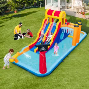 Costway Kids Inflatable Water Park Slide Children Wet Dry Combo Bounce House