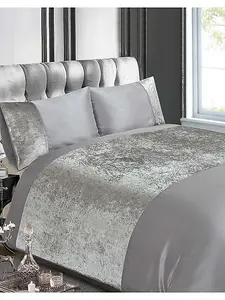 Crushed Velvet Silver King Duvet Cover Set