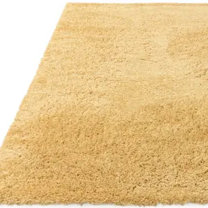 Yellow Shaggy Modern Plain Rug Easy to clean Dining Room-200cm X 290cm