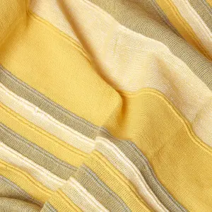 Homescapes Cotton Morocco Striped Yellow Throw, 150 x 200 cm