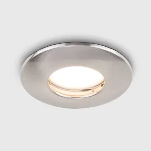 ValueLights Downlight Fire Rated IP65 Brushed Chrome Ceiling Light Fitting 4 Pack