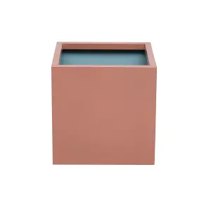 Primrose Frost and Rust-Resistant Outdoor Zinc Square Cube Planter in a Copper Finish 40cm