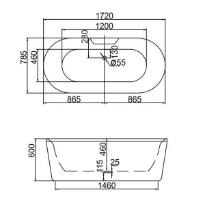 White  1720mm x 785mm Double Ended Freestanding Bath