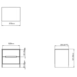 San Jose Ready assembled White 2 Drawer Bedside chest (H)521mm (W)570mm (D)395mm