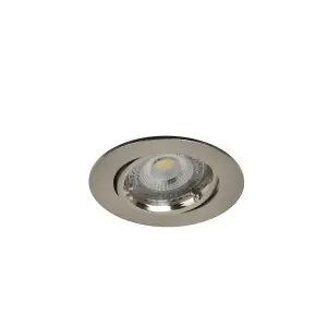 GoodHome Salk Brushed chrome Nickel effect Adjustable LED Warm white Downlight 4.8W IP20