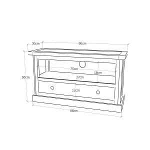 Tropea Off White 1 Drawer TV Cabinet Brass Cup Handle