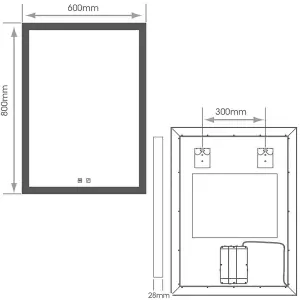 600 x 800mm IP44 LED Bathroom Mirror & Demister - Tunable White Diffused Border