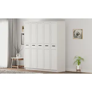 DAISY XL  5 Door Wardrobe, White