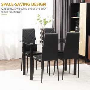 HOMCOM Dining Table Set for 4, Modern Kitchen Table and Chairs with Padded Seat