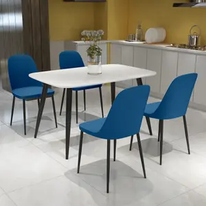 Core Products Aspen White 120cm Rectangular Dining Table with 4 Blue Plastic Duo Design Chairs