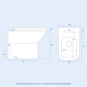 Nes Home 1050mm White Vanity Unit With WC Unit & Rimless Back To Wall Toilet