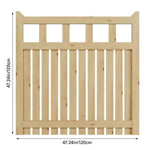 Garden Gate Wooden Fence Door with Door Latch for Home Yard 120cmW x 120cmH