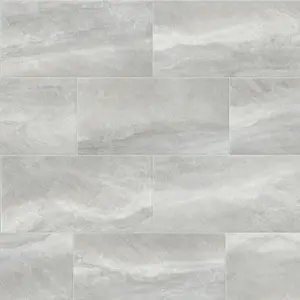 Perla Grey Matt Stone effect Ceramic Indoor Wall & floor Tile, Pack of 6, (L)600mm (W)300mm