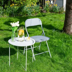 Fabric Padded Metal Folding Chair - Grey