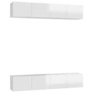 Berkfield TV Cabinets 4 pcs High Gloss White 80x30x30 cm Engineered Wood