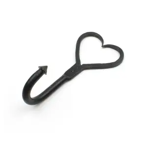 Oakcrafts - Cast Iron Heart Single Hook in Aged Black Wax Finish