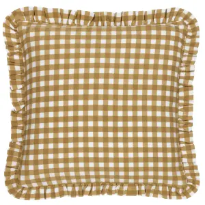 furn. Maude Gingham Reversible Piped Feather Rich Cushion