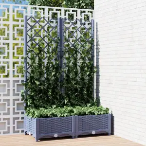 Berkfield Garden Planter with Trellis Dark Grey 80x40x121.5 cm PP