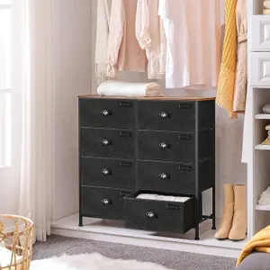 SONGMICS Fabric Chest of Drawers, 8 Drawers, Large Console Storage, Clothes Storage Cabinet, Rustic Brown and Black