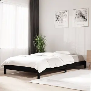 Berkfield Stack Bed Black 90x200 cm Solid Wood Pine