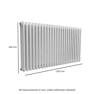 Nes Home 1145 X 600 mm Triple Column White Traditional Radiator