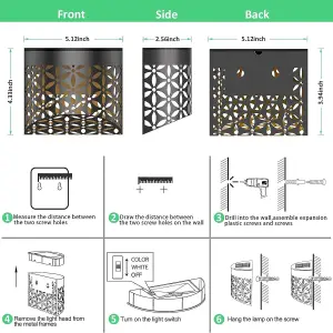 Solar Fence Lights 4-Pack - Waterproof Decorative Garden Lights with Hollow Petal Patterns for Outdoor Use