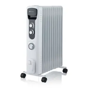 PureMate 2500W Oil Filled 11 Fin Radiator  - White