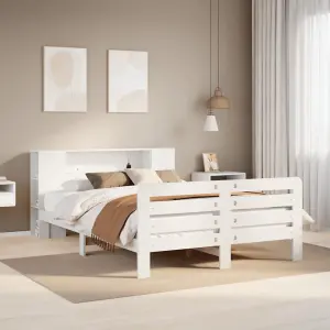 Berkfield Bed Frame without Mattress White 150x200 cm King Size Solid Wood Pine