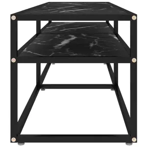 Berkfield TV Cabinet Black Marble 160x40x40.5 cm Tempered Glass