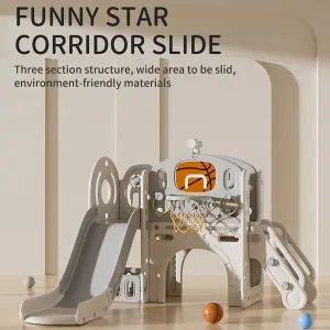 Toddler Slide and Climber Playset with Basketball Hoop and Telescope