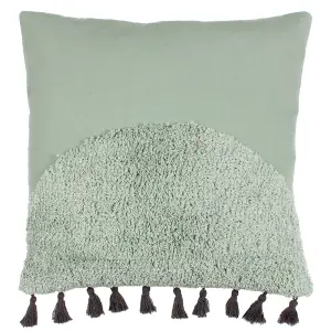 furn. Radiance Tufted Cotton Tasselled Feather Filled Cushion