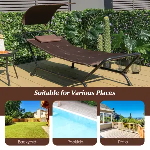 Costway Outdoor Hammock Patio Chaise Lounge Chair with Canopy