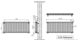 Right Radiators 600x1462 mm Horizontal Traditional 3 Column Cast Iron Style Radiator Anthracite