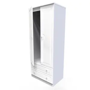 Windsor 2 Door 2 Drawer Wardrobe in White Gloss (Ready Assembled)