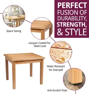 Hallowood Furniture Waverly Oak Small Extending Table with 4 Upholstered Beige Chair with Oak Legs