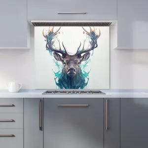 Stag Face Splashart Premium Glass Kitchen Splashback W900mm x H750mm