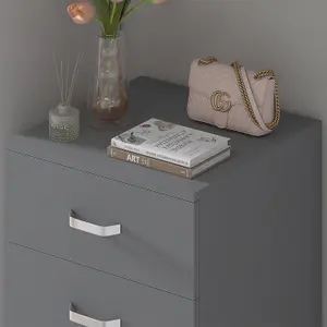 Tunis 5 Drawer Tall Slim Chest Of Drawers - Matt Grey