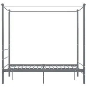 Berkfield Canopy Bed Frame Grey Metal 140x200 cm