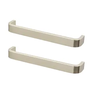 DecorAndDecor - SABLE Brushed Nickel D-Shape Flat Kitchen Door Cabinet Cupboard Pull Handles - 128mm - Pair