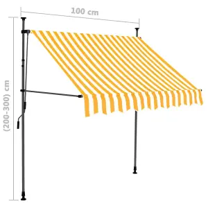 Berkfield Manual Retractable Awning with LED 100 cm White and Orange